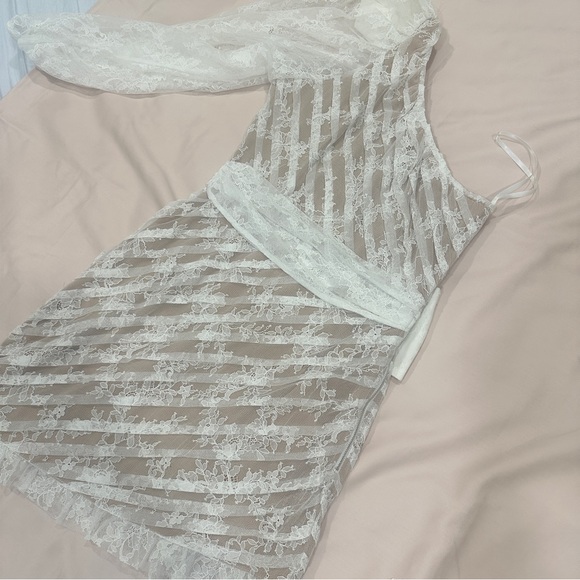 For Love & Lemons Dynasty One Shoulder Dress in White Lace - Picture 5 of 7